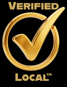 Golden check mark logo with the text 'Verified Local™' on a black background.